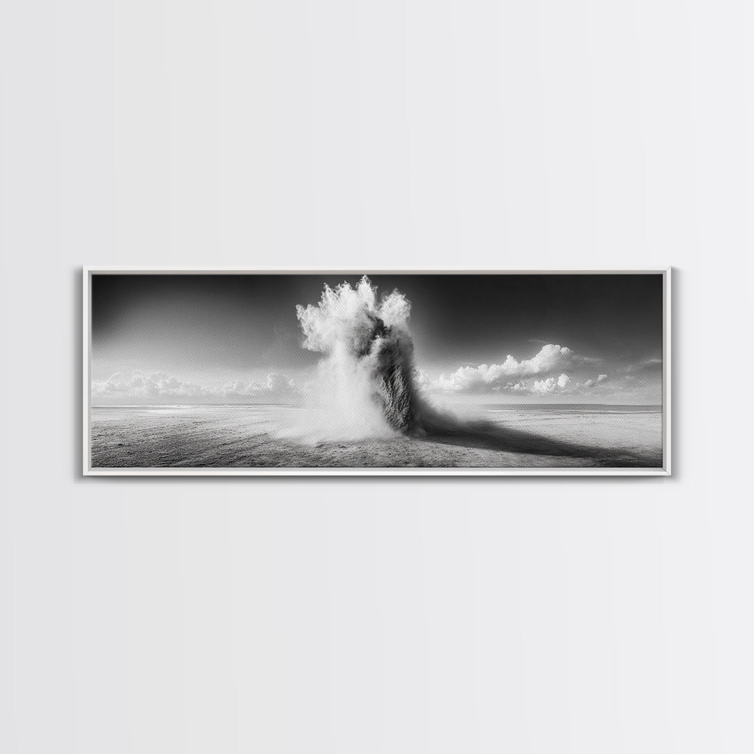 Sand Eruption, Desert Energy, Dust Storm, Framed Canvas Print, Modern Abstract Art, Office Wall Art, Dynamic Nature Photography