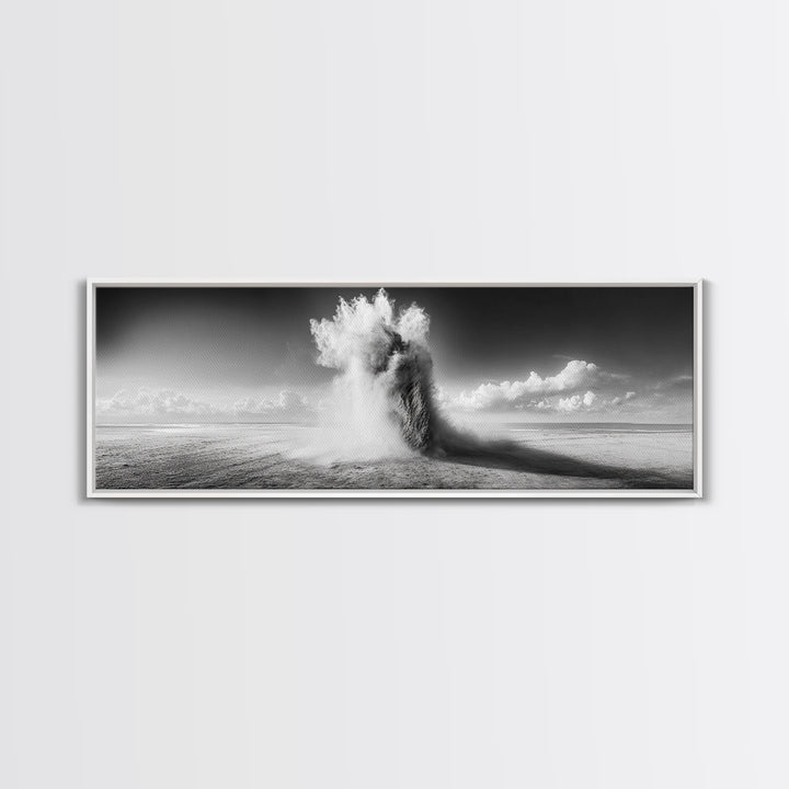 Sand Eruption, Desert Energy, Dust Storm, Framed Canvas Print, Modern Abstract Art, Office Wall Art, Dynamic Nature Photography