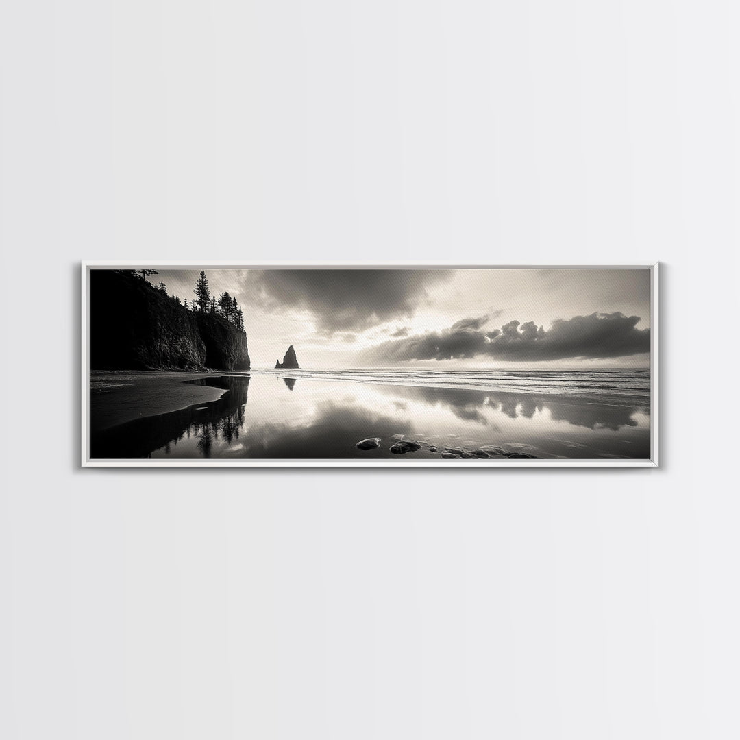 Sea Stack, Stormy Sky, Coastal Reflections, Canvas Print, Pacific Northwest Wall Art, Dramatic Seascape, Autumn Home Accent