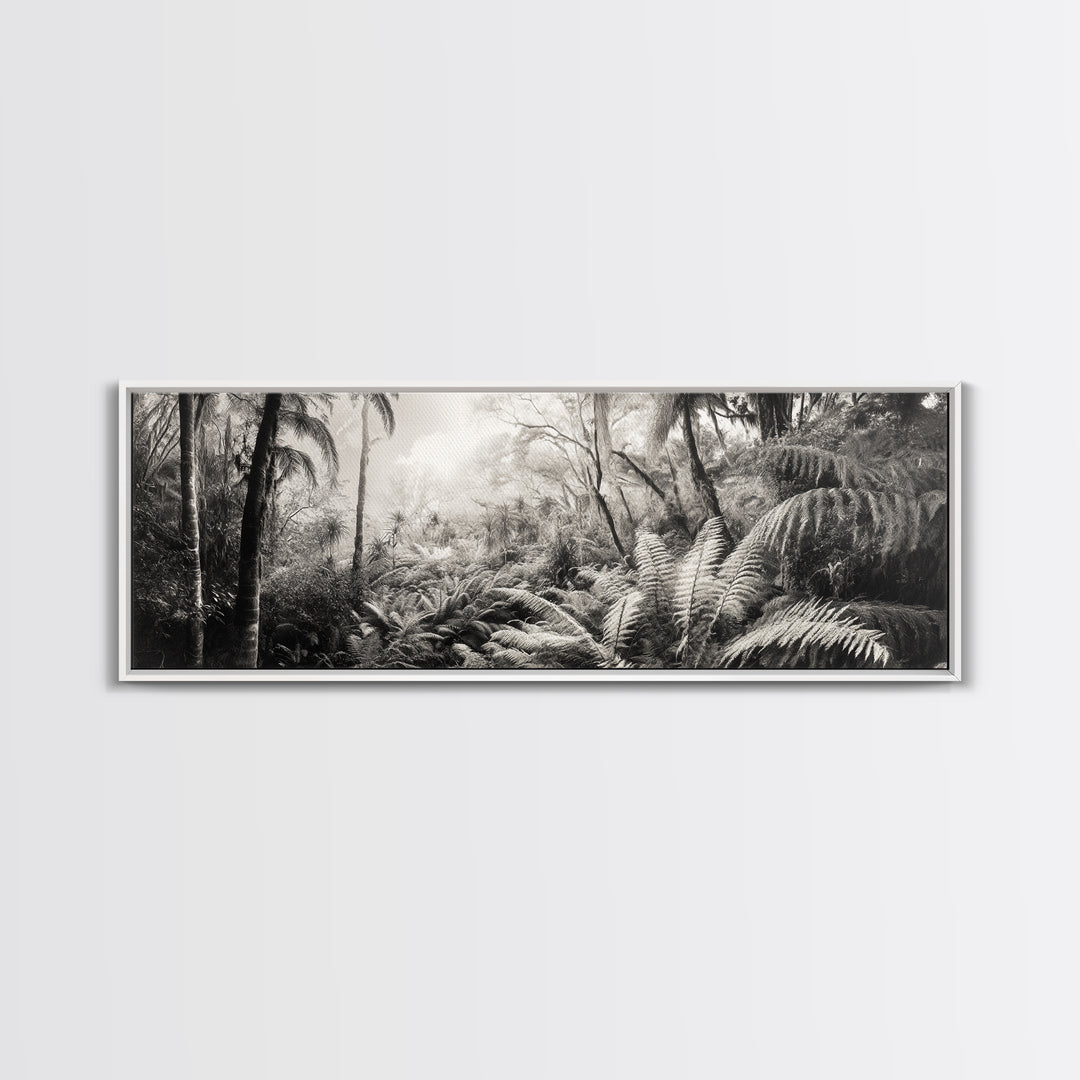 Jungle Light, Nature Vibe, Wild Forest, Framed Canvas Print, Boho Wall Art, Office Wall Decor, Earthy Tones Art, Rainforest Wall Print