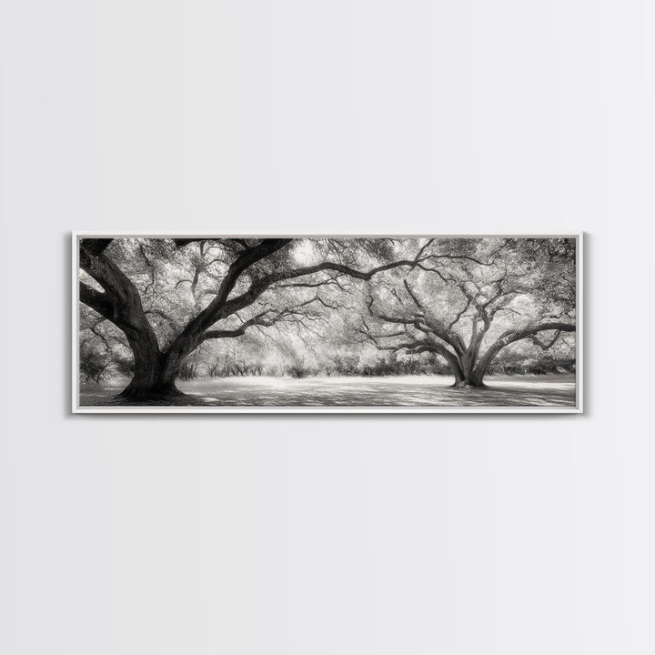 Sprawling Trees, Oak Forest, Sunlit Canopy, Majestic Branches, Canvas Print, Nature Wall Art, Boho Decor, Living Room Statement Piece