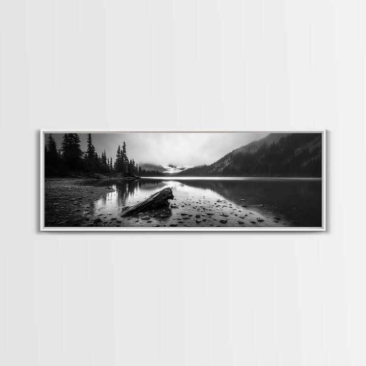 Alpine Lake, Moody Mountains, Foggy Reflection, Canvas Print, Serene Wall Art, Nature Photography, Bedroom Art, Den Decor, Office Decor