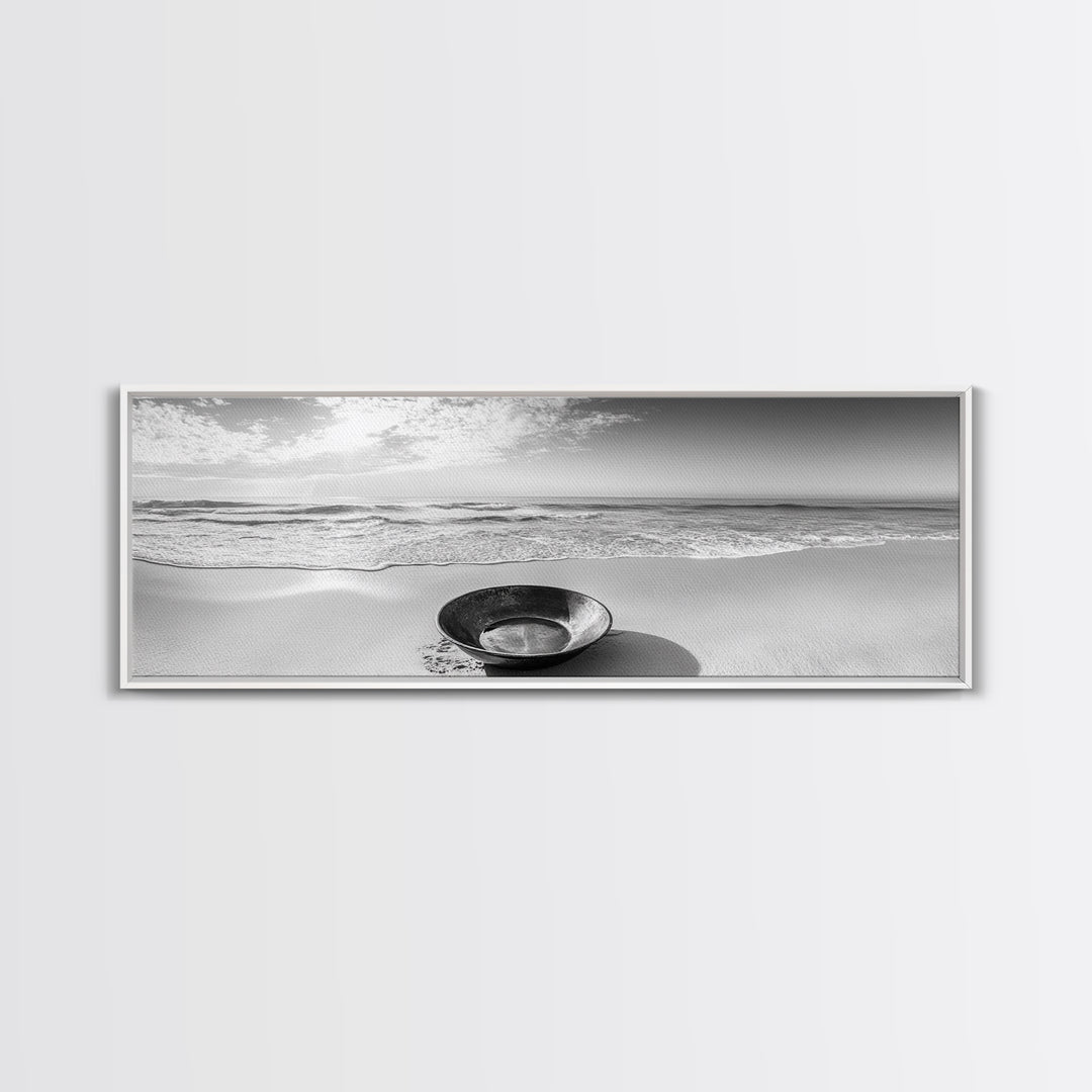 Ocean Bowl, Minimalist Beach, Solitude Shoreline, Canvas Print, Coastal Decor, Neutral Tones, Living Room Art, Bathroom Wall Art
