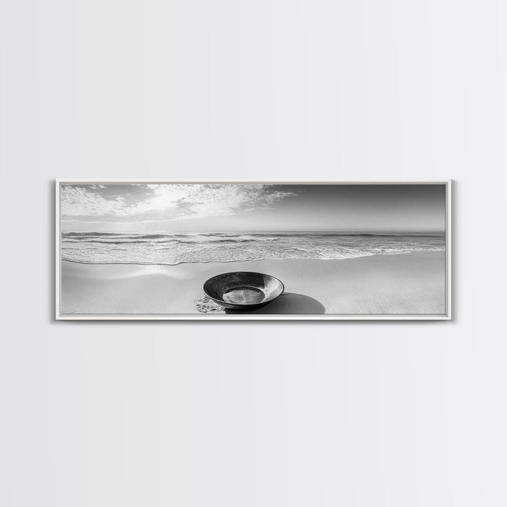 Ocean Bowl, Minimalist Beach, Solitude Shoreline, Canvas Print, Coastal Decor, Neutral Tones, Living Room Art, Bathroom Wall Art