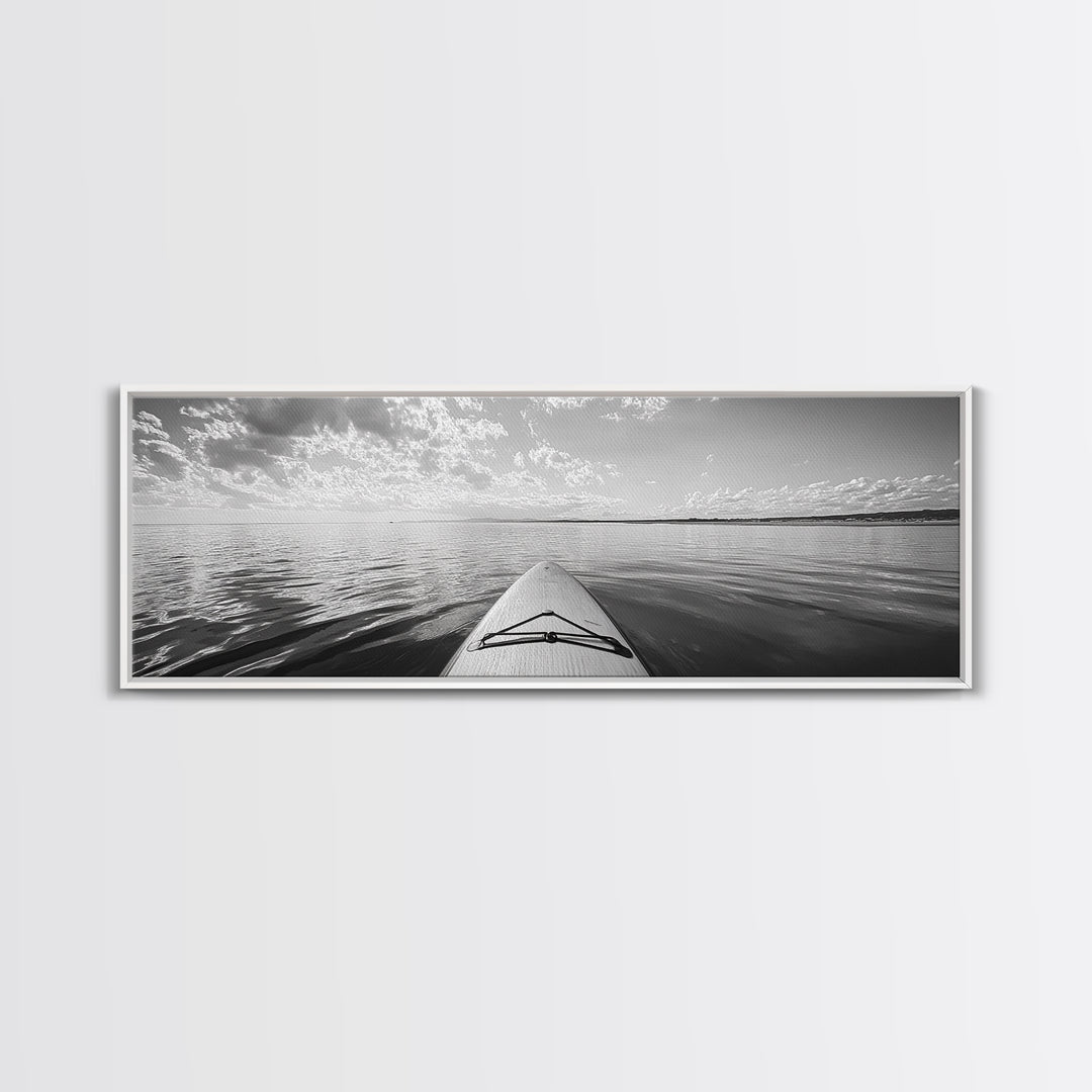 Paddleboard Ocean View, Tranquil Water Scene, Minimalist Adventure, Canvas Print, Coastal Wall Art, Calming Decor, Bedroom Zen Style
