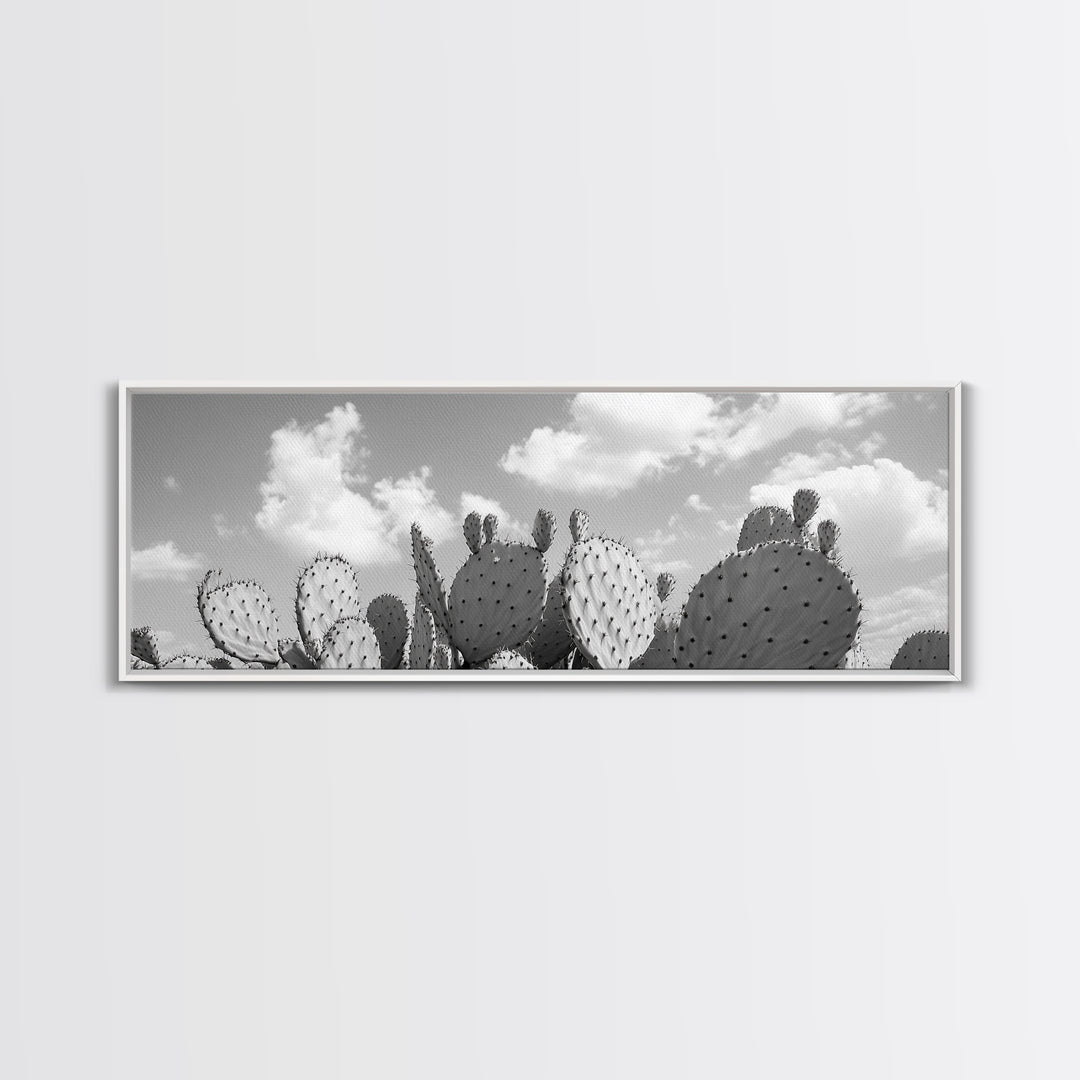 Prickly Pears, Cactus Heaven, Western Sky, Canvas Print, Boho Kitchen Wall Art, Desert Style Decor, Minimalist Black and White