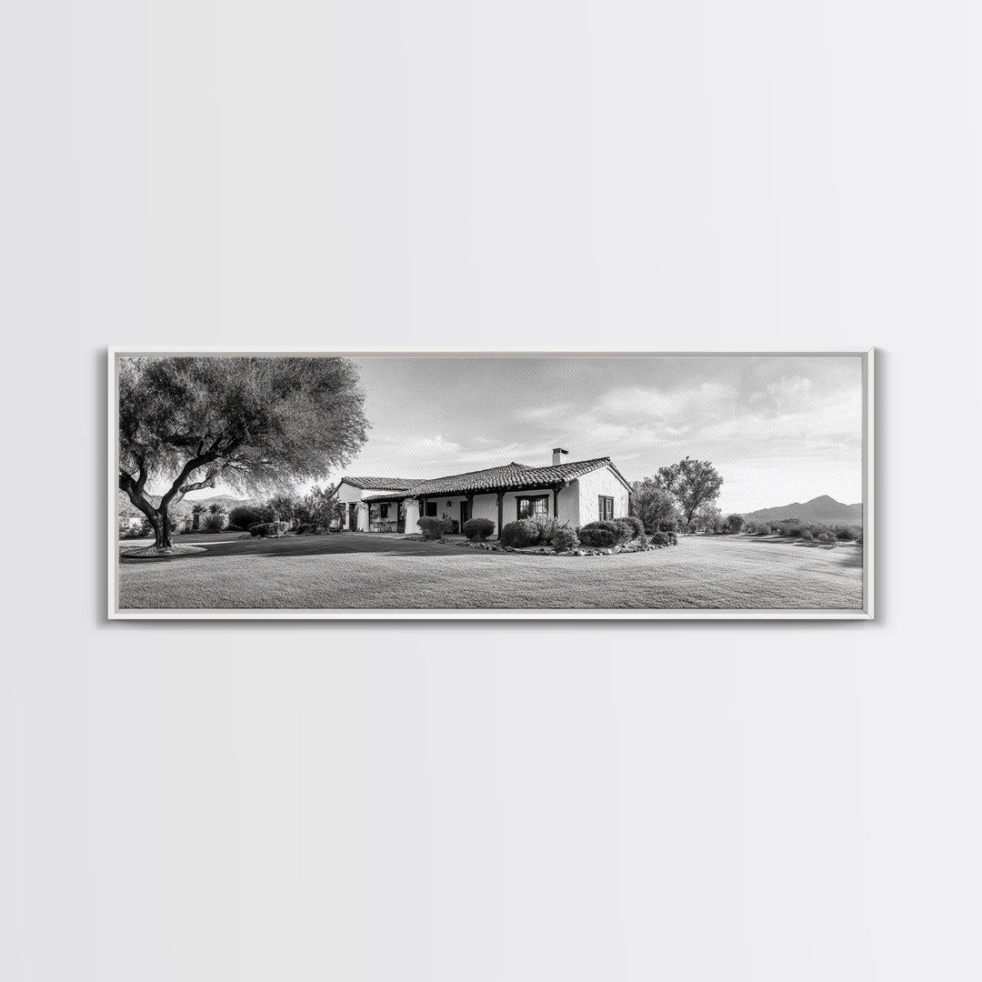 Spanish Ranch, Desert Landscape, Tranquil Home, Canvas Print, Southwestern Wall Art, Neutral Tones, Living Room Decor, Rustic Home Style
