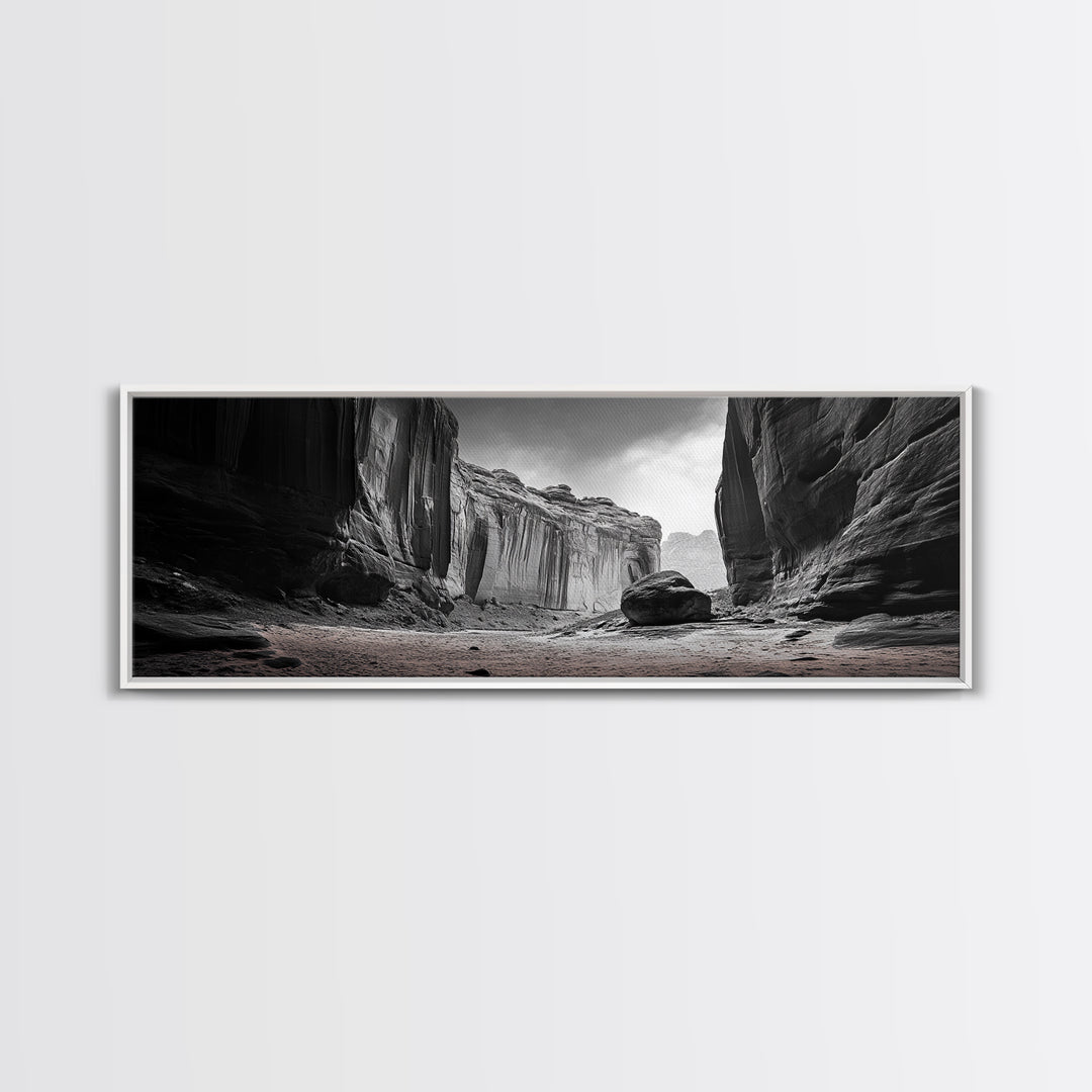 Desert Canyon Walls, High Contrast, Natural Monument, Canvas Print, Office Wall Art, Moody Modern Decor, Wilderness Photography