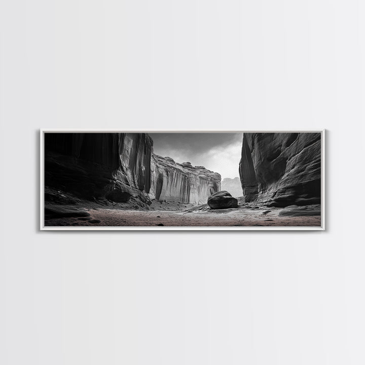 Desert Canyon Walls, High Contrast, Natural Monument, Canvas Print, Office Wall Art, Moody Modern Decor, Wilderness Photography