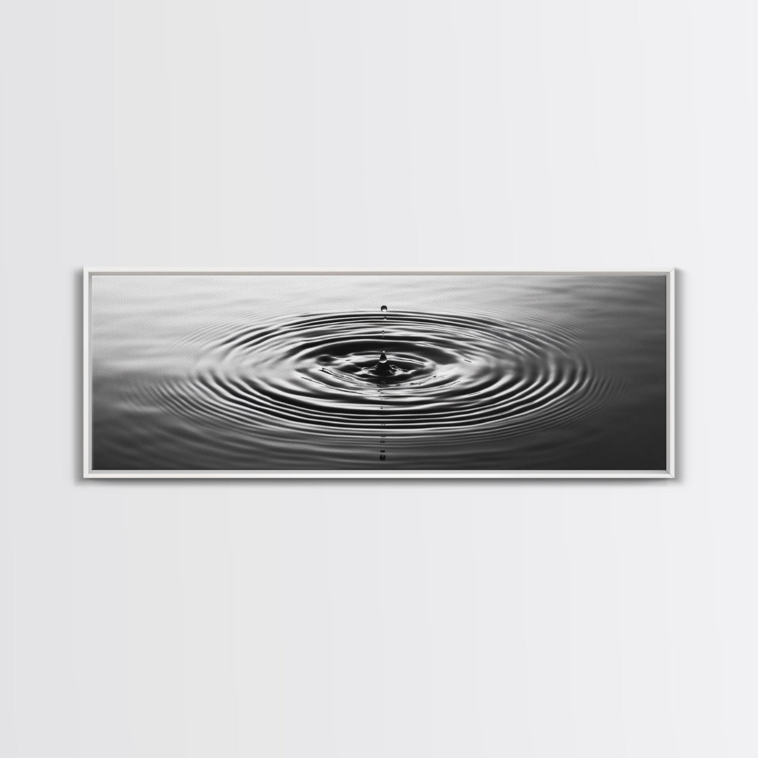 Water Drop Ripples, Black and White Photography, Zen Art, Minimalist Wall Decor, Canvas Print, Bathroom Wall Art, Meditation Room Art