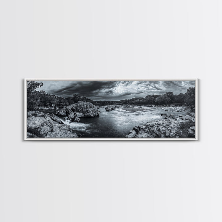 Stormy River Valley, Dramatic Landscape Art, Nature Wall Decor, Framed Canvas Print, Rustic Cabin Decor, Autumn Living Room Artwork