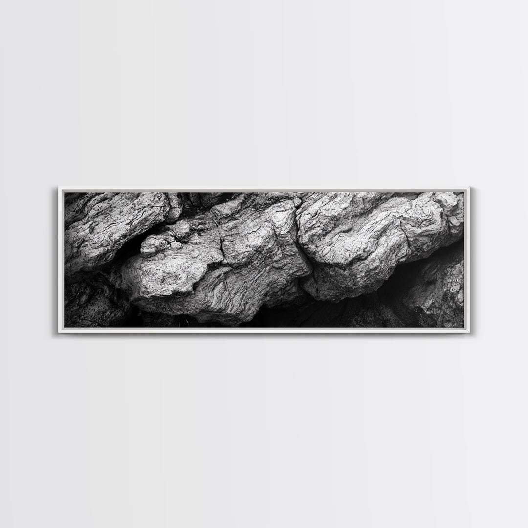 Textured Rock, Earth Tones, Natural Abstract, Framed Canvas Print, modern rustic decor, living room wall art, organic texture, neutral tones