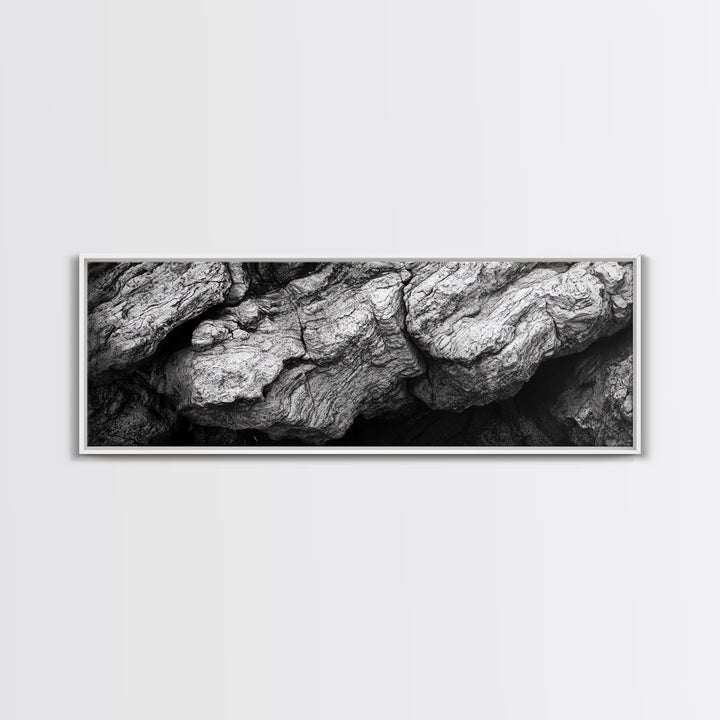 Textured Rock, Earth Tones, Natural Abstract, Framed Canvas Print, modern rustic decor, living room wall art, organic texture, neutral tones