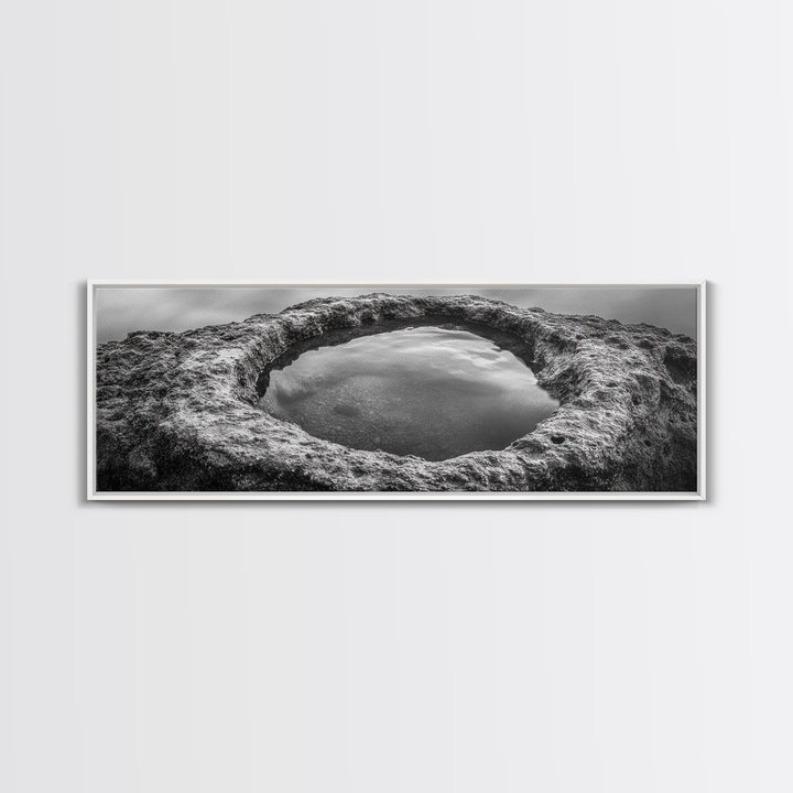 Tidal Pool Rock, Ocean Reflection, Earth Texture, Canvas Print, Zen Bathroom Wall Art, Natural Element Decor, Minimalist Photography