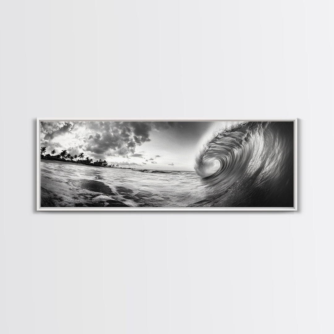 Barrel Wave Curl, Surfer's Dream, Ocean Power, Framed Canvas Print, Coastal Wall Art, Beach House Decor, Surf Photography
