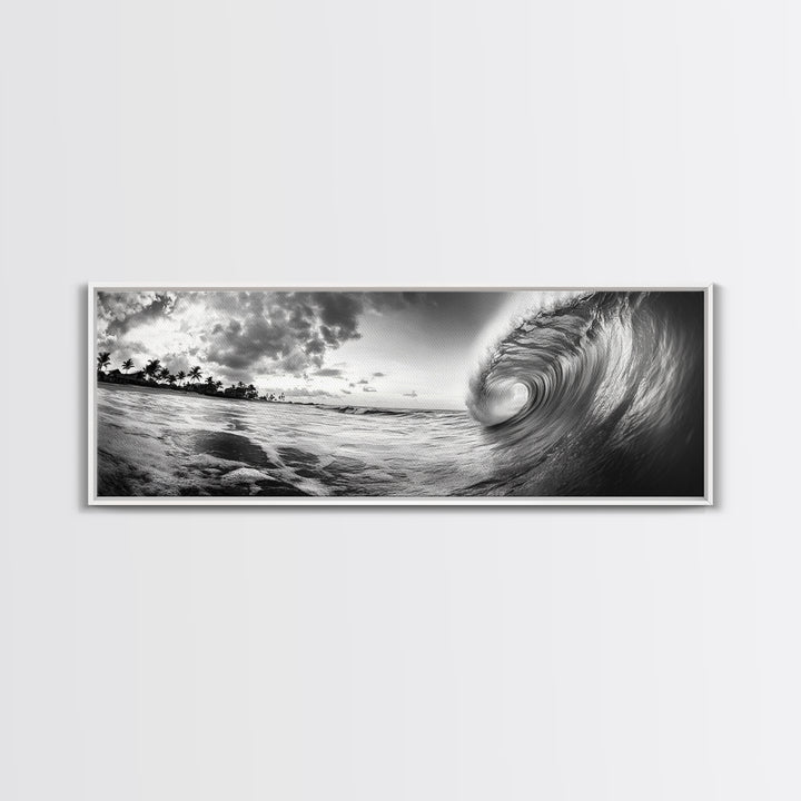Barrel Wave Curl, Surfer's Dream, Ocean Power, Framed Canvas Print, Coastal Wall Art, Beach House Decor, Surf Photography