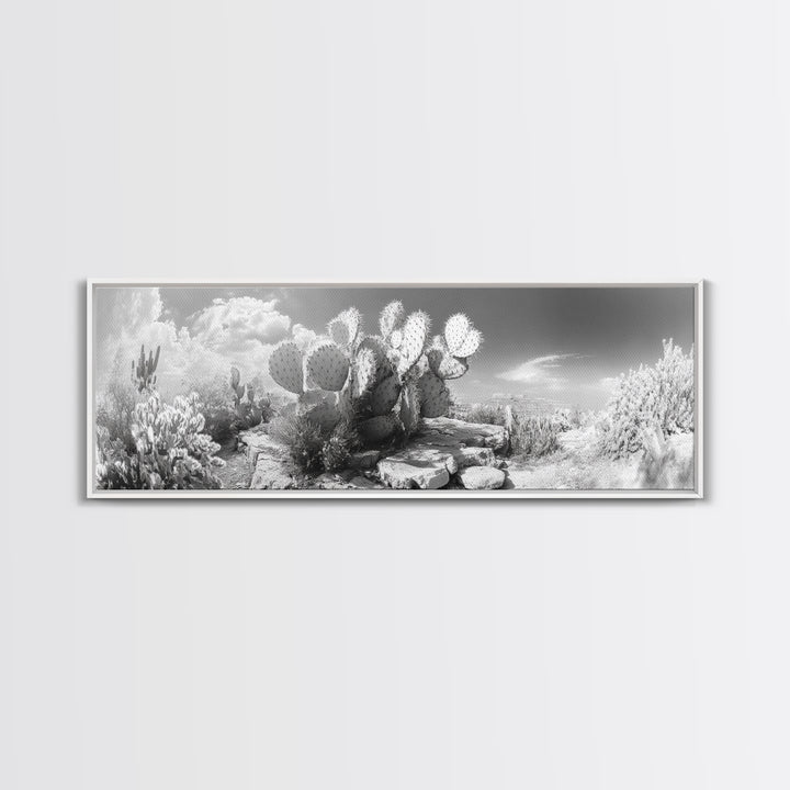 Desert Cactus Garden, Sunlit Southwest Scene, Nature Landscape Art, Canvas Print, Rustic Living Room Wall Decor, Boho Style