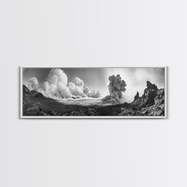 Volcanic Cloudscape, Earth Power, Natural Explosion, Dramatic Wall Decor, Framed Canvas Print, Adventure Art, Rustic Living Room Wall Art