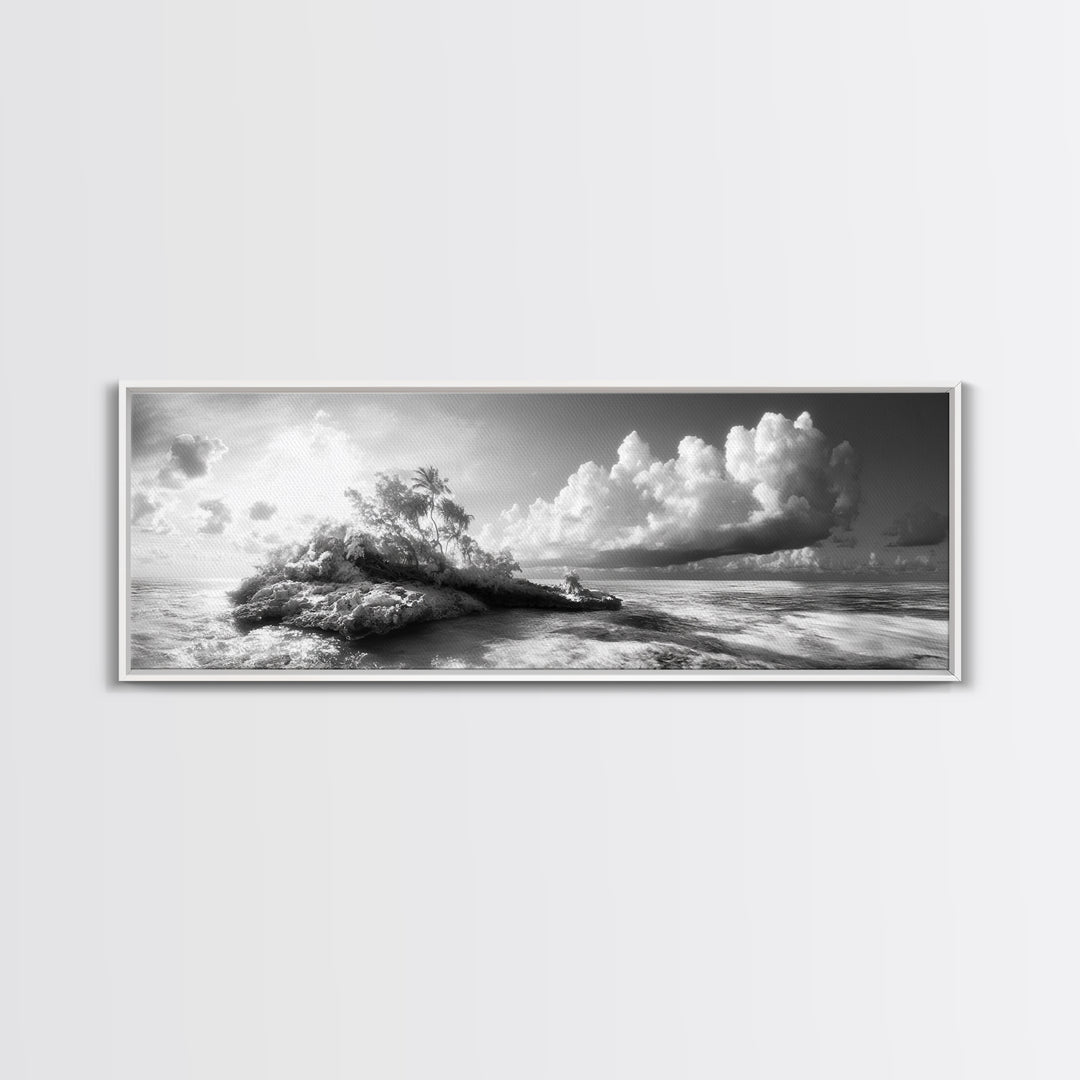 Tropical Island, Ocean Clouds, Stormy Sky, Canvas Print, Surreal Nature Wall Art, Coastal Home Decor, Dreamy Beach Scene Photography