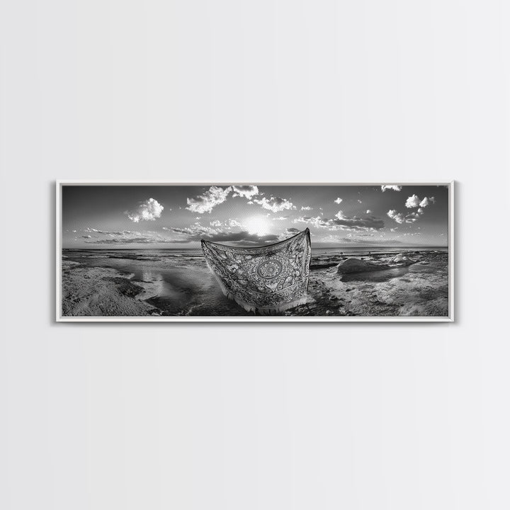 Sunset Sea, Magic Carpet, Ocean Ritual, Ethereal Coastal, Framed Canvas Print, Boho Wall Art, Living Room Decor, Surreal Beach Photography