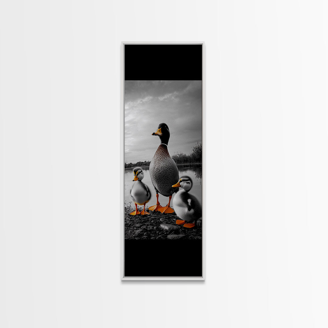 Duck Family, Lake Wildlife, Whimsical Birds, Baby Ducks, Canvas Print, Farmhouse Wall Art, Nursery Animal Decor, Playroom Country Vibes