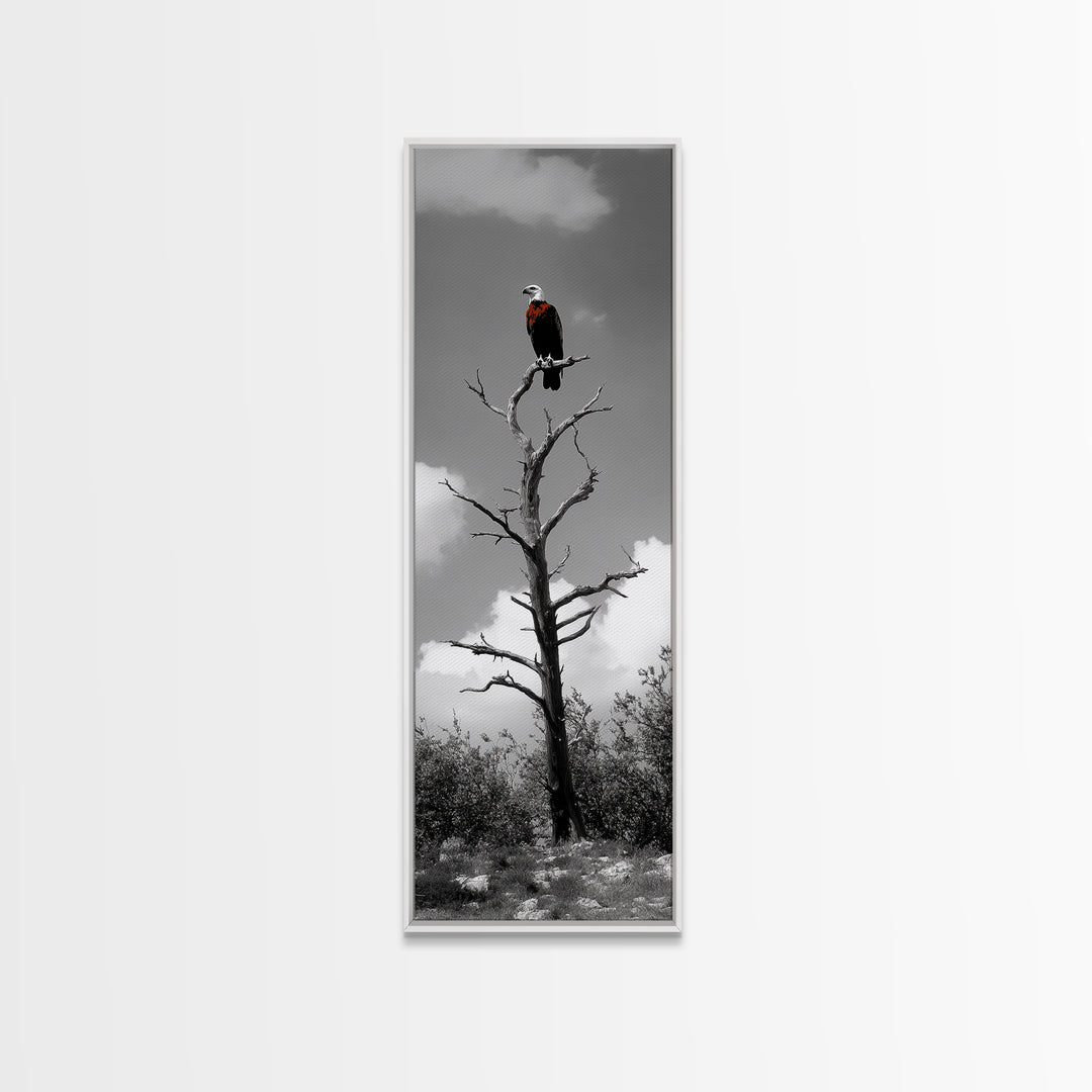 Lone Eagle, Tree Perch, Wild Raptor, Fierce Freedom, Canvas Print, Rustic Wildlife Wall Art, Cabin Lodge Decor, Dramatic Nature Scene