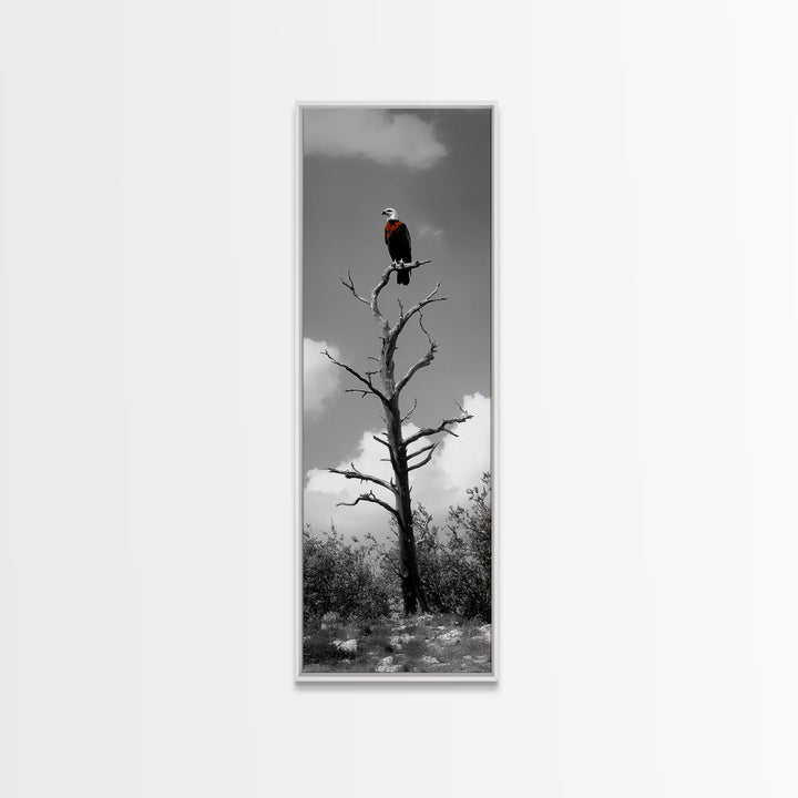 Lone Eagle, Tree Perch, Wild Raptor, Fierce Freedom, Canvas Print, Rustic Wildlife Wall Art, Cabin Lodge Decor, Dramatic Nature Scene