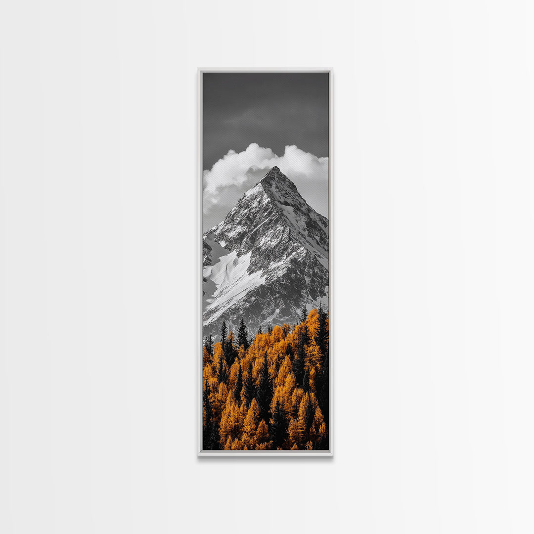 Majestic Peak, Autumn Trees, Nature Mountain Scene, Framed Canvas Print, Rustic Wall Art, Cabin Decor, Adventure Vibes, Fall Landscape Art