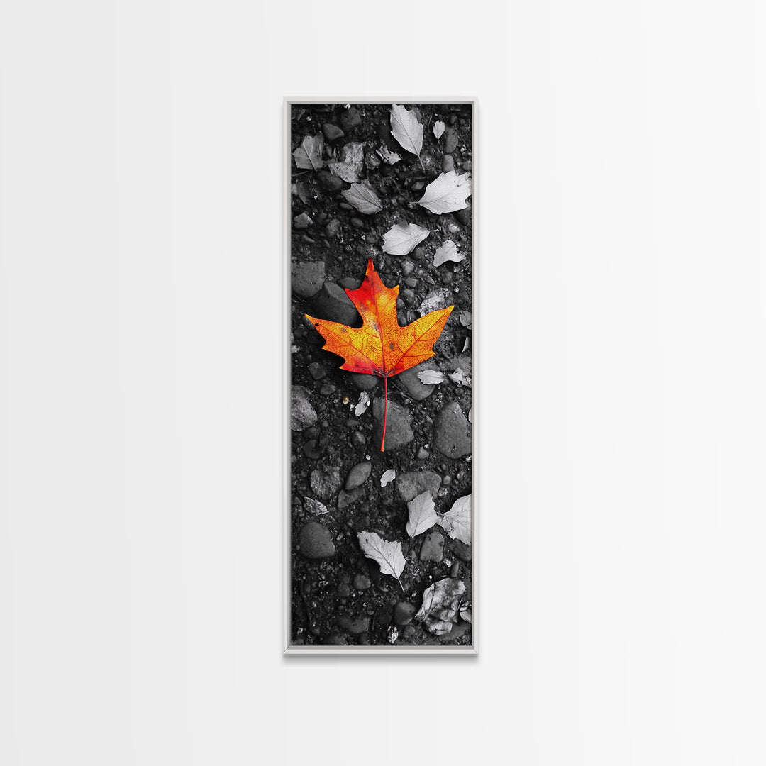 Maple Leaf Focus, Autumn Ground, Fall Vibes, Canvas Print, Nature Photography, Minimalist Art, Entryway Wall Decor, Earth Tone Aesthetic