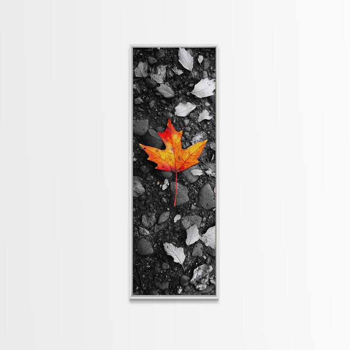 Maple Leaf Focus, Autumn Ground, Fall Vibes, Canvas Print, Nature Photography, Minimalist Art, Entryway Wall Decor, Earth Tone Aesthetic