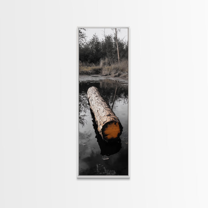 Floating Log, Woodland Print, Nature Photography, Rustic Home Decor, Canvas Print, Cabin Wall Art, Minimalist Lake House Style