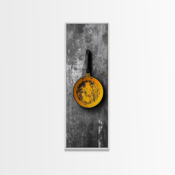 Yellow Pan, Rustic Kitchen, Bold Contrast, Culinary Wall Art, Framed Canvas Print, Industrial Decor, Chef Gift Kitchen Wall Art