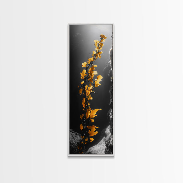 Ocean Kelp Art, Golden Seaweed, Deep Sea Beauty, Underwater Light, Canvas Print, Bathroom Wall Art, Nautical Decor, Moody Coastal Style