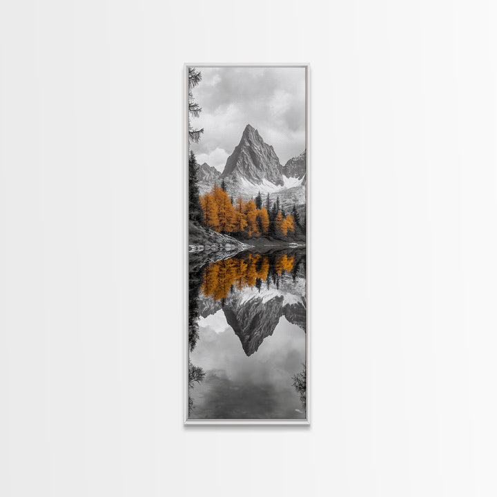 Peak Reflection, Autumn Forest, Serene Landscape, Framed Canvas Print, Tranquil Nature Art, Entryway Wall Art, Fall Mountain Wall Decor