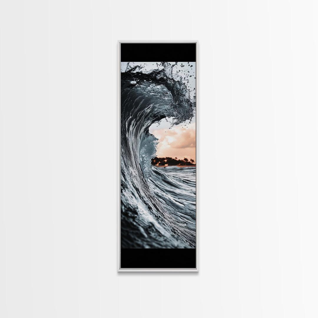 Ocean Wave, Big Surf, Seascape Photography, Coastal Wall Decor, Water Motion, Framed Canvas Print, Beach House Living Room Art