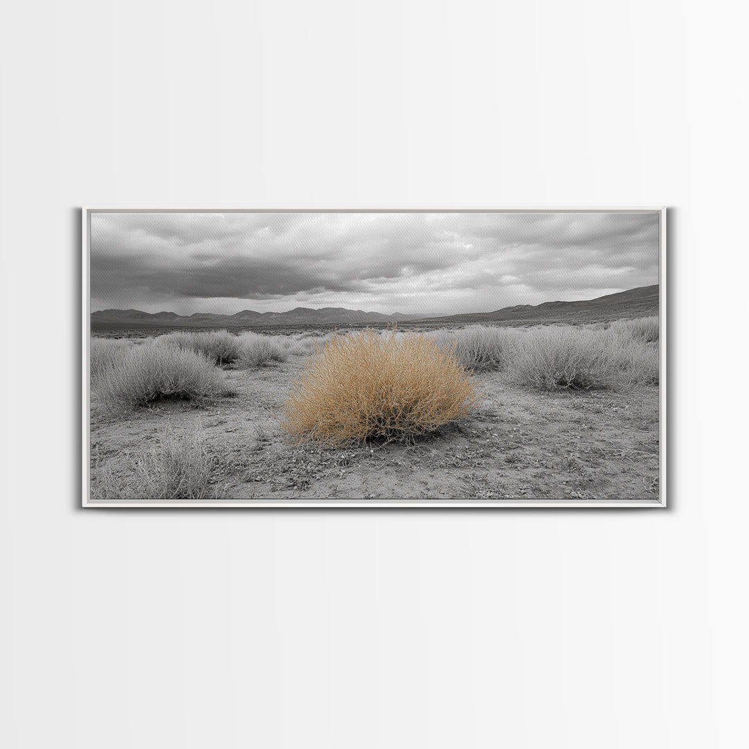 Desert Scene, Tumbleweed Beauty, Arid Landscape, Western Mood, Framed Canvas Print, Neutral Art, Entryway Wall Art, Rustic Home Style