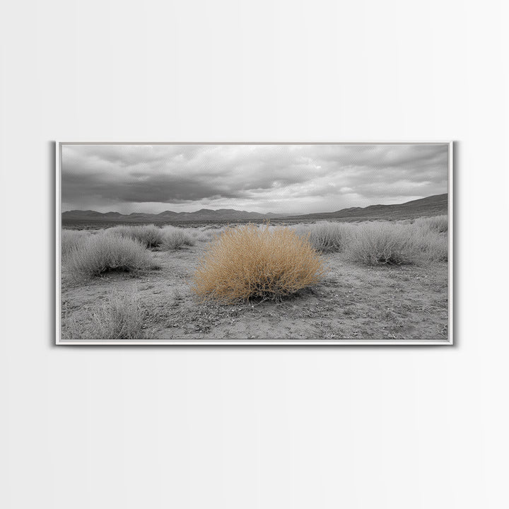 Desert Scene, Tumbleweed Beauty, Arid Landscape, Western Mood, Framed Canvas Print, Neutral Art, Entryway Wall Art, Rustic Home Style