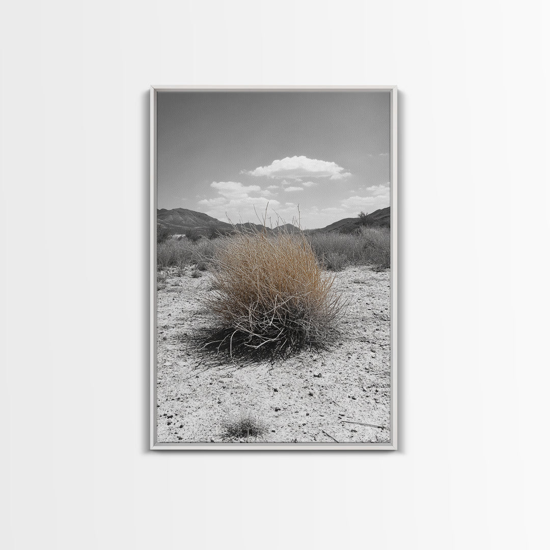 Desert Bush, Tumbleweed Scene, Dry Landscape, Minimalist Canvas Print, Desert Wall Art, Earth Tone Decor, Modern Living Room Art
