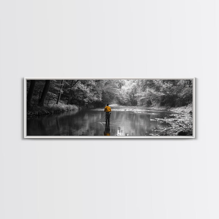 Autumn Fly Fishing, Yellow Jacket River Scene, Framed Canvas Print, Rustic Home Decor, Fisherman Gift, Nature Photography, Cabin Wall Art