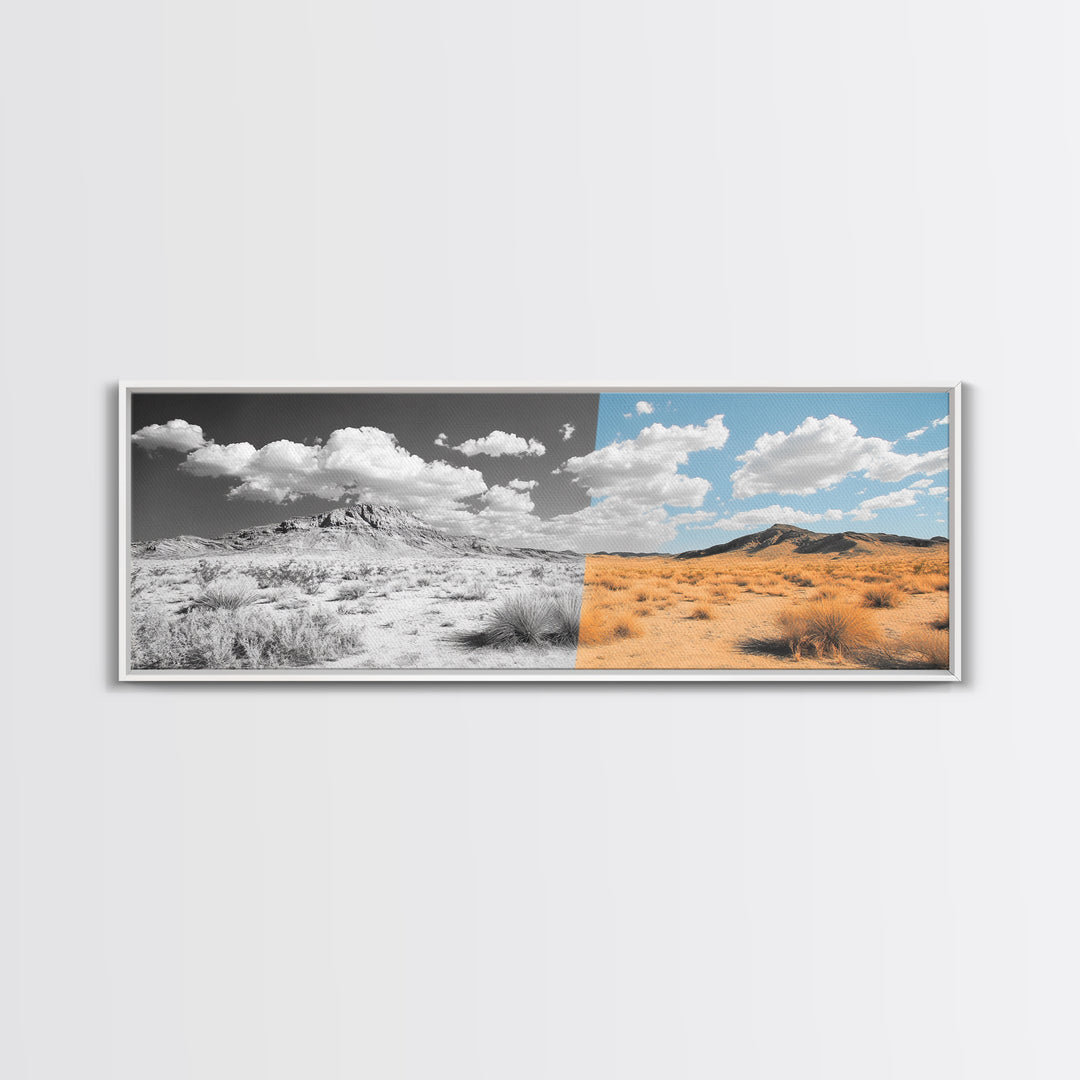 Desert Split, Before and After, Landscape Transformation, Canvas Print, modern western wall art, minimalist nature photography