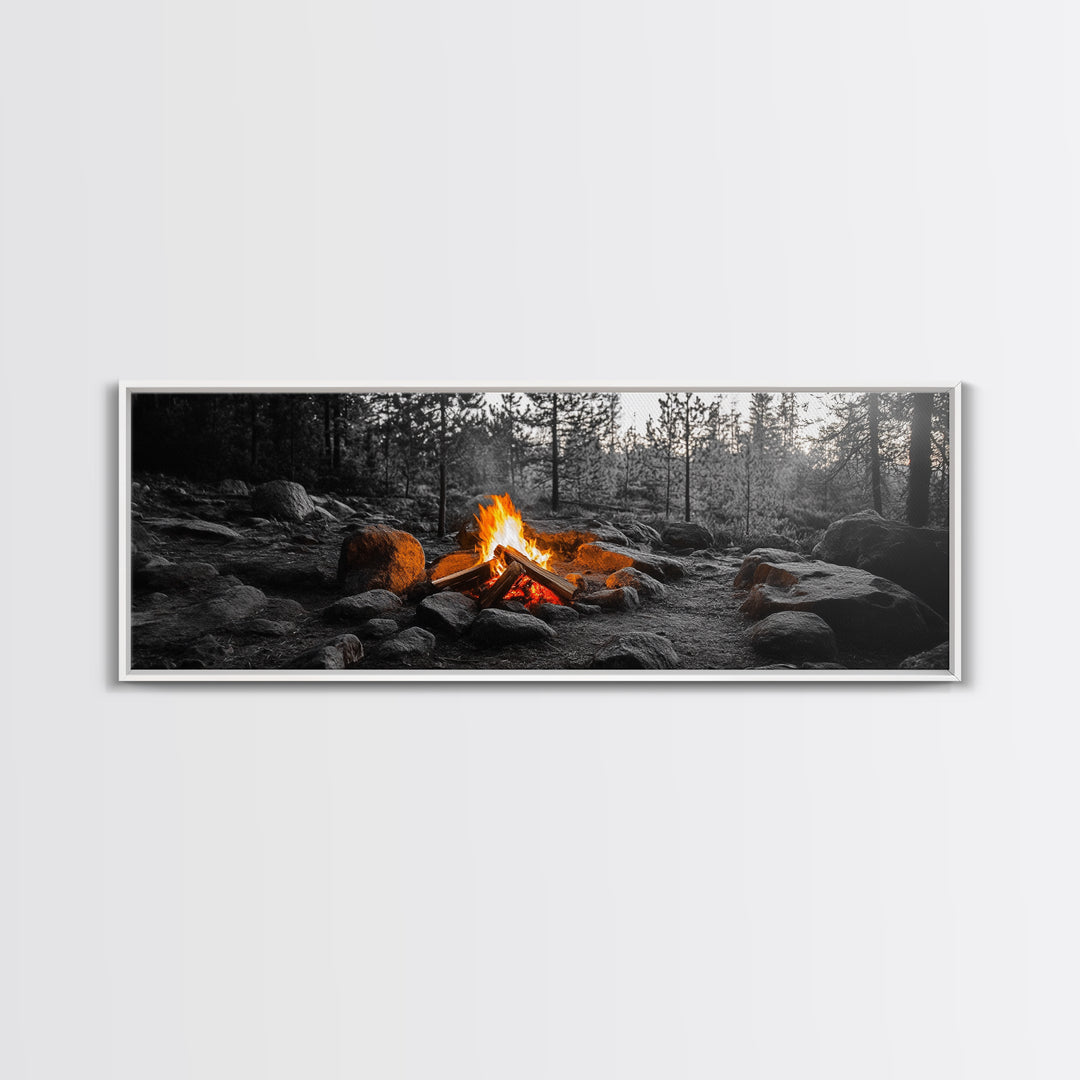 Campfire Heat, Forest Light, Autumn Fire, Nature Glow, Canvas Print, Rustic Wall Art, Cabin Living Decor, Outdoor Adventure Style