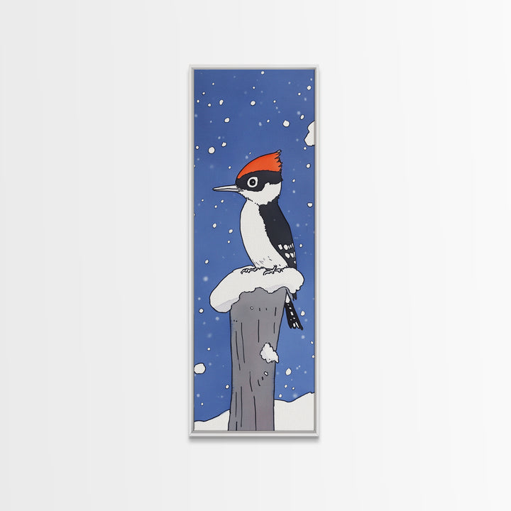 Pileated Woodpecker In Falling Snow Wall Art, Winter Bird Canvas Print, Woodland Wildlife Decor, Cabin Christmas Gift, Art Print