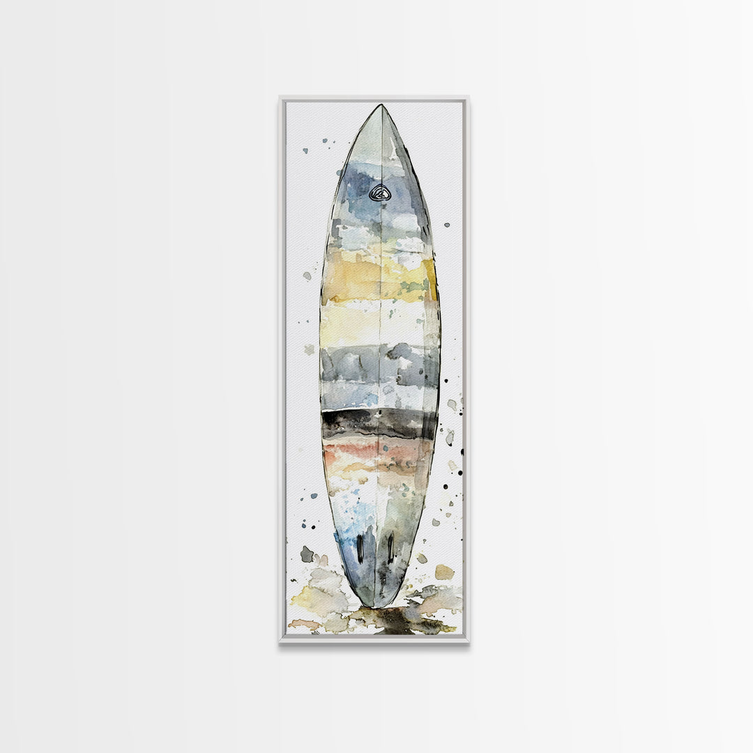 Weathered Surfboard Ocean Stripes Canvas Print, Coastal Wall Art, Beach House Decor, Nautical Wall Decor, Surf Art, Ocean Wall Art
