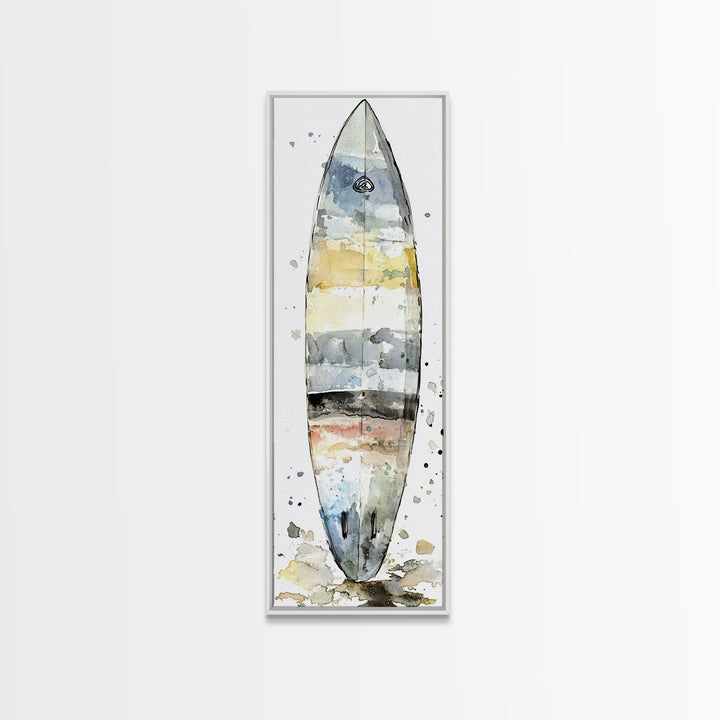Weathered Surfboard Ocean Stripes Canvas Print, Coastal Wall Art, Beach House Decor, Nautical Wall Decor, Surf Art, Ocean Wall Art