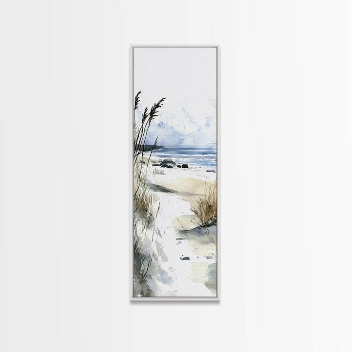 Soft Dune Beach Path Canvas Print, Coastal Wall Art, Watercolor Ocean Decor, Beach House Gift, Neutral Seaside Landscape