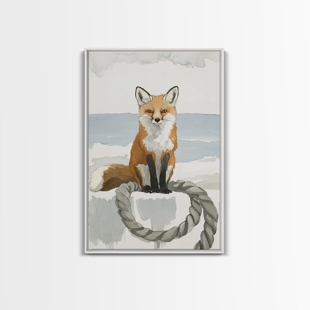 Red Fox By The Sea Wall Art, Coastal Animal Print, Woodland Nursery Decor, Beach House Gift And Nature Wall Decor For Kids