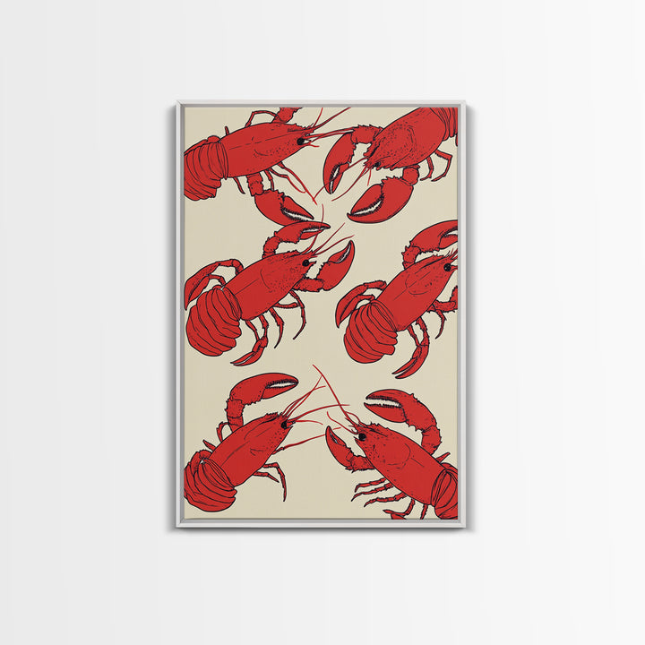 Close Up Red Lobsters Wall Art, Coastal Kitchen Decor, Seafood Print, Nautical Wall Decor, Beach House Dining Room Gift Idea