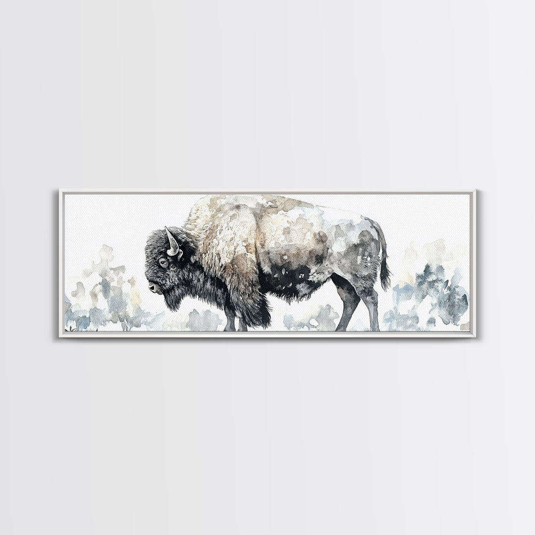 Majestic Bison Watercolor Canvas Print, Rustic Wildlife Wall Art, Western Animal Decor, Nature Inspired Housewarming Gift
