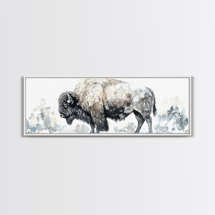 Majestic Bison Watercolor Canvas Print, Rustic Wildlife Wall Art, Western Animal Decor, Nature Inspired Housewarming Gift