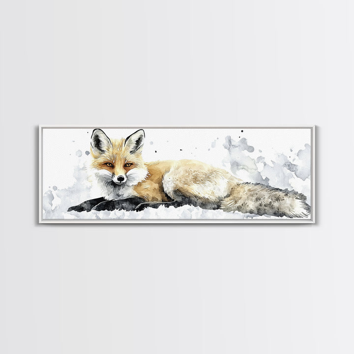 Realistic Fox Resting In Snow Canvas Print, Woodland Wildlife Wall Art, Winter Animal Print, Rustic Nursery Decor Gift For Her
